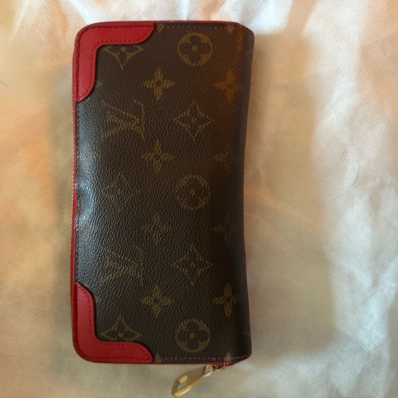 Louis Vuitton Monogram Wallet with Red Accents